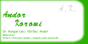 andor koromi business card